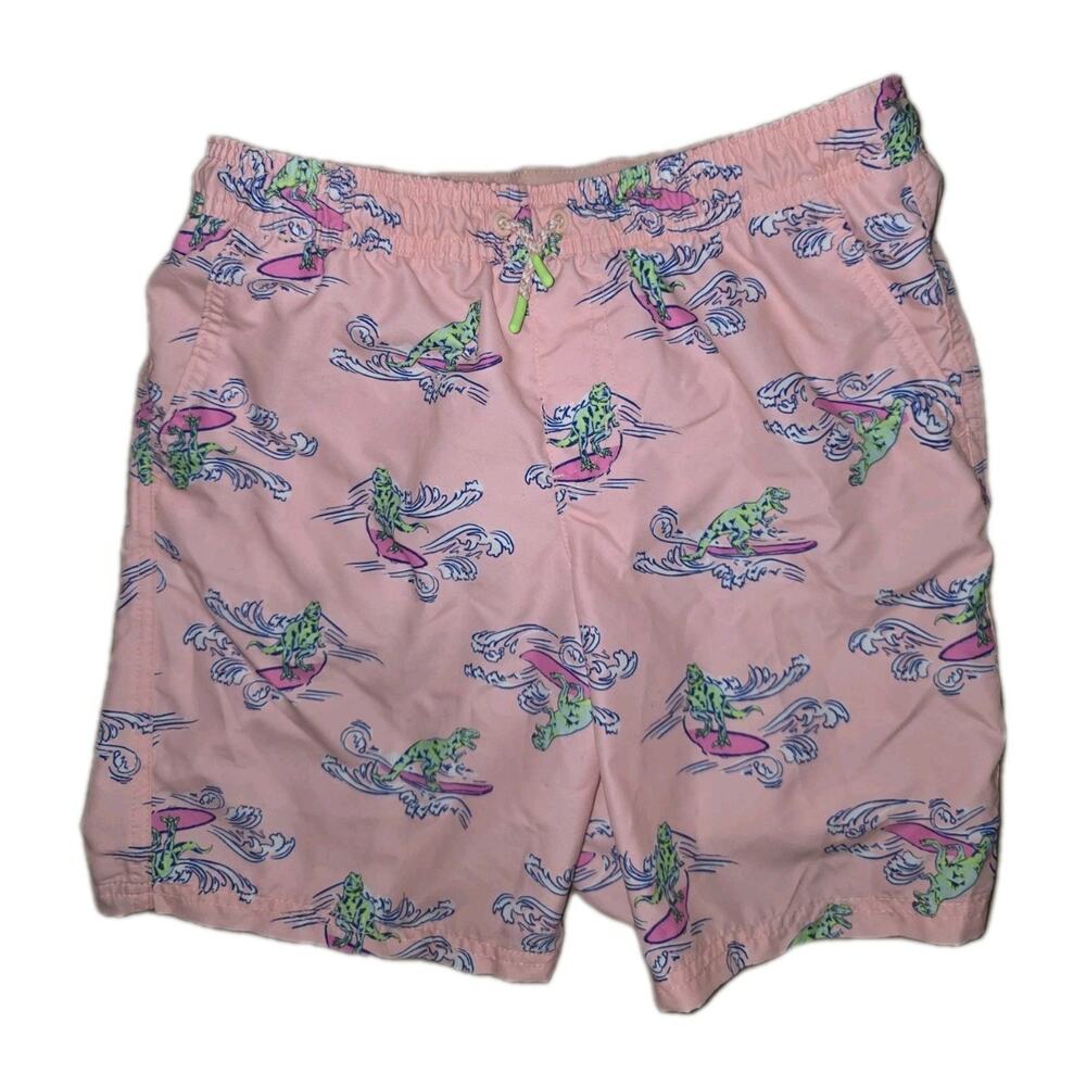 Boys Cat & Jack mesh lined board shorts size XL (14) swimwear dinosaur print